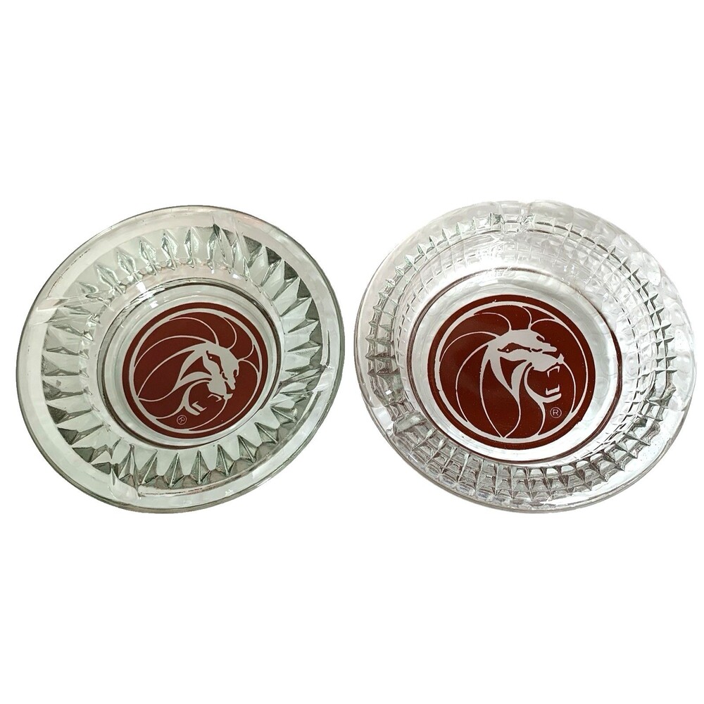 Lot of 2 Vintage MGM Grand Hotel/Casino Ashtrays Trinket Dishes 4.5" Diameter